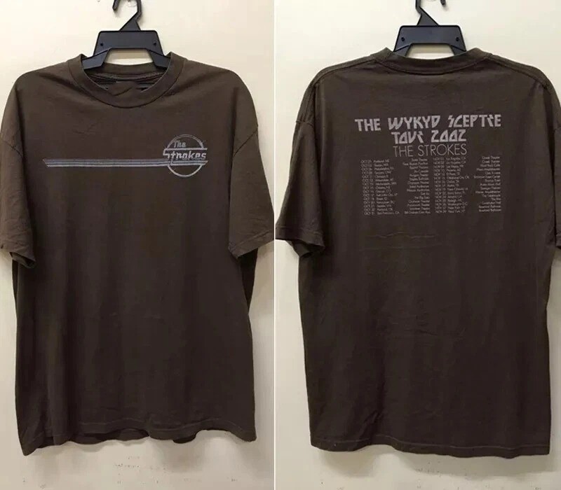 The Strokes Band Tour Shirt Retro Style Dark Chocolate Unisex T shirt Size MI425