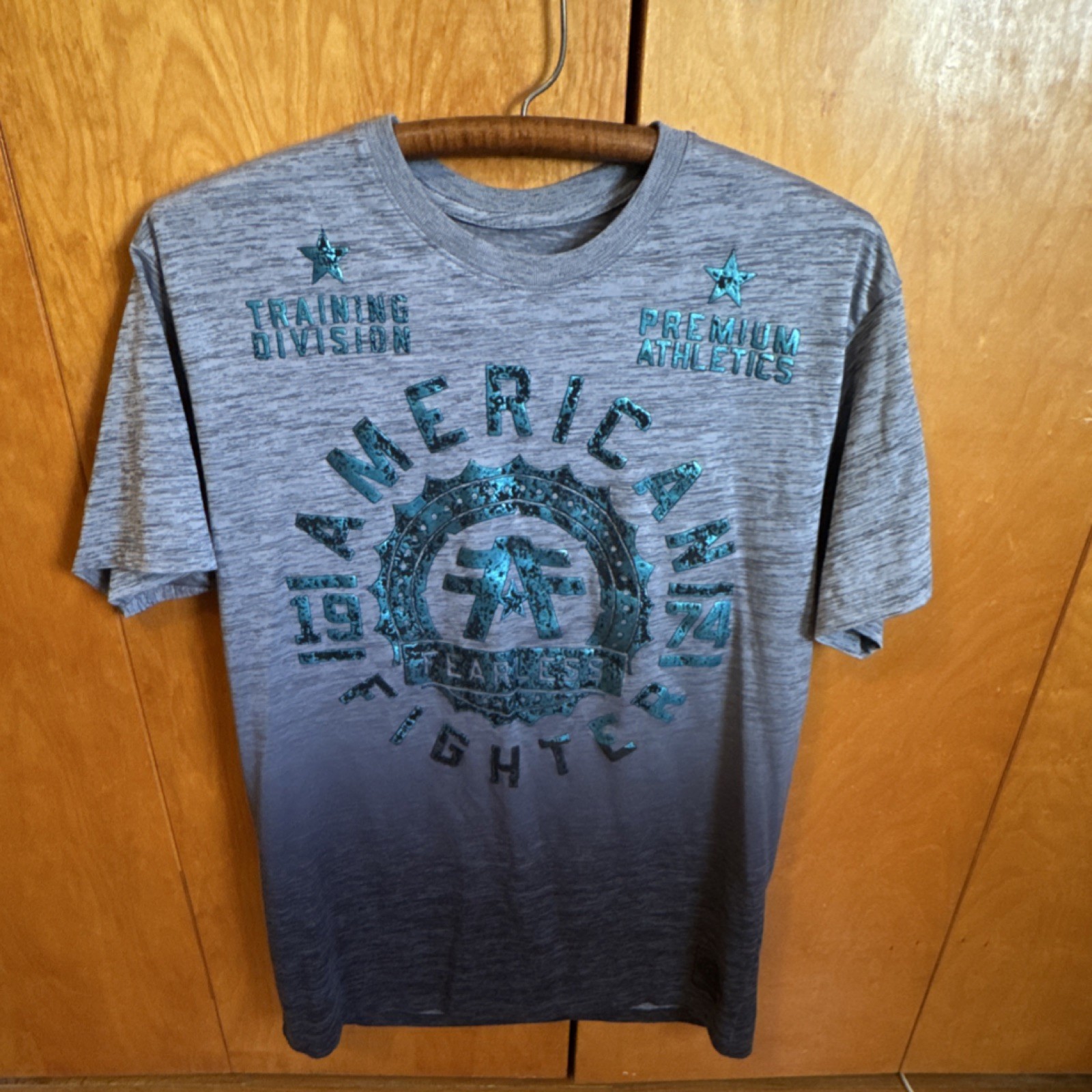 American Fighter Men&rsquo;s Gray Double-Sided Graphic Logo Crew Neck T-Shirt XL