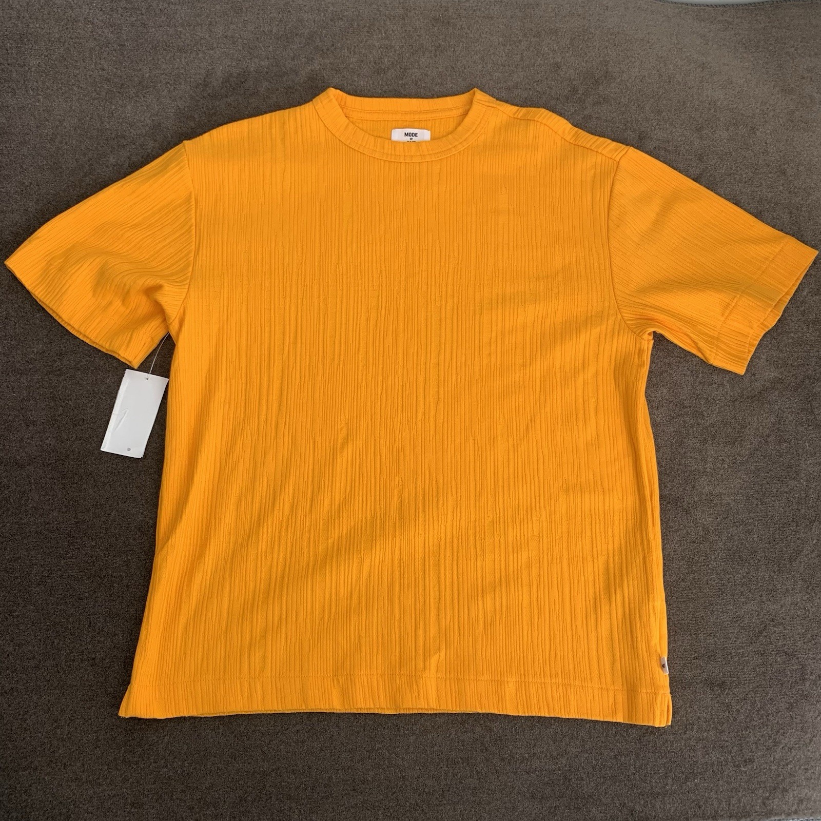 Mode of One Mens S Textured T-Shirt Short-Sleeve Relaxed-Fit Crinkle Orange NWOT