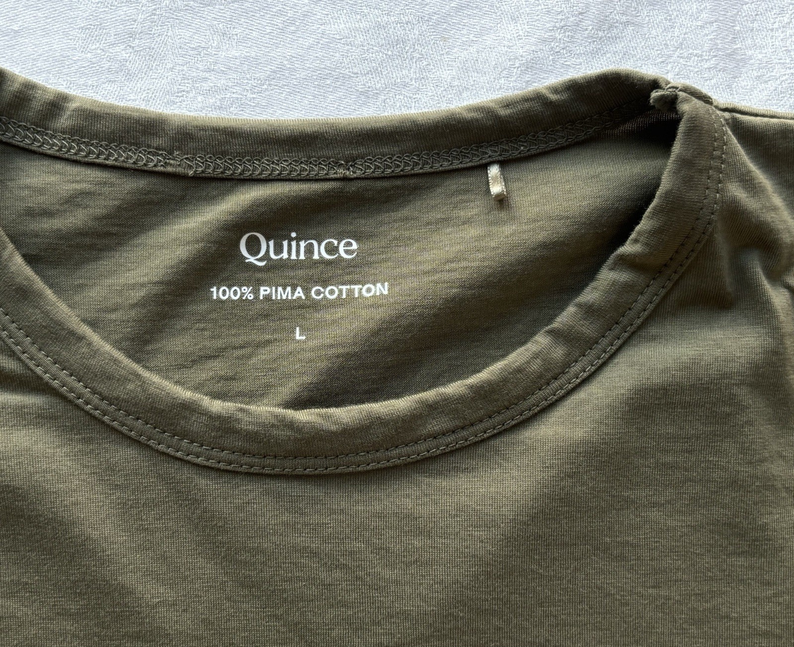 Quince Men&rsquo;s 100% Pima Cotton Luxe Touch Tee Shirt Olive Green Quiet Luxury
