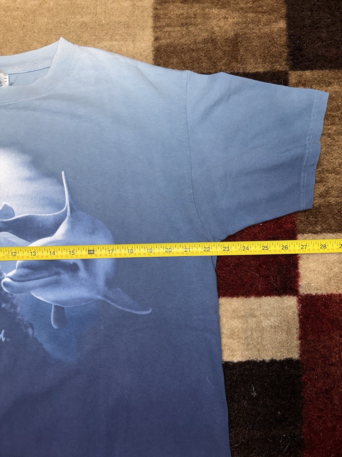 Vintage Sea World Dolphin Shirt Mens Large Two-tone Aquatic Blue