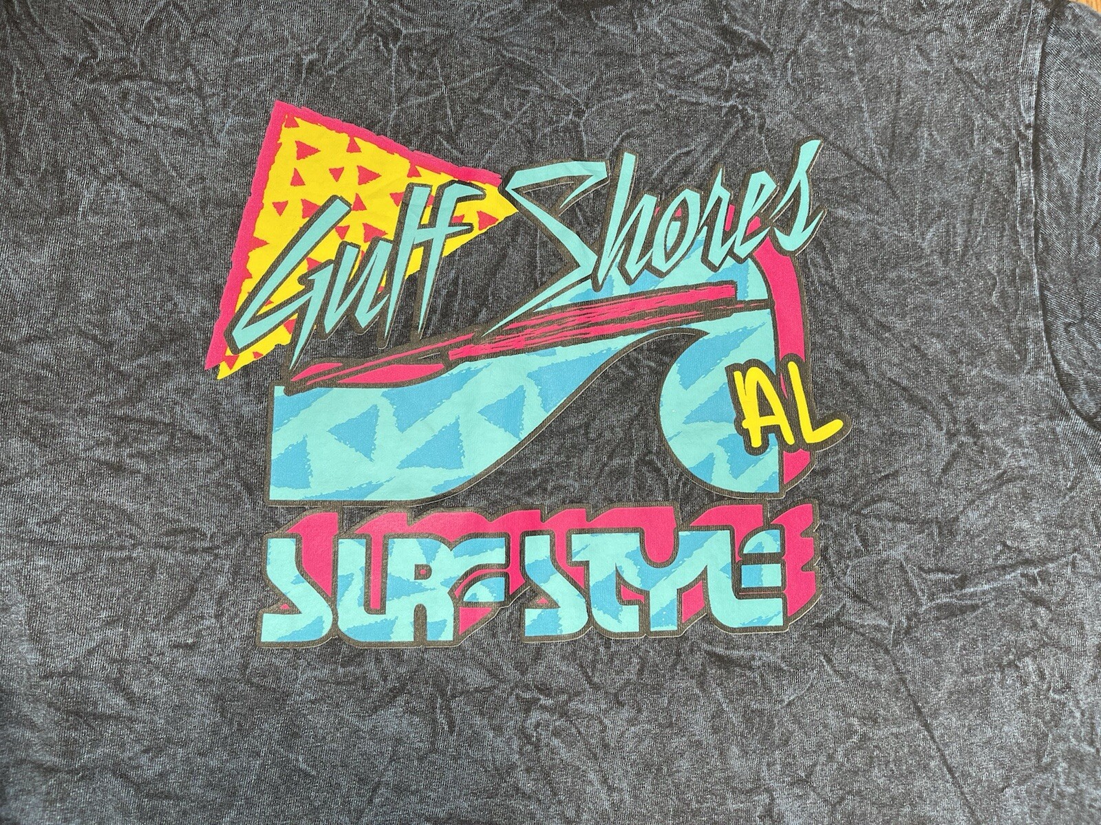 Surf Style Men’s Graphic T Shirt Tie Dye Acid Washed Navy Blue Gulf Shores AL