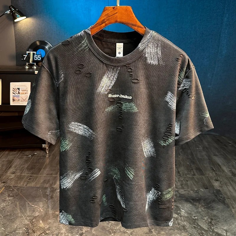 New Retro Personalized Short Sleeve T-Shirt Men&rsquo;s Loose Casual Half Sleeve Top