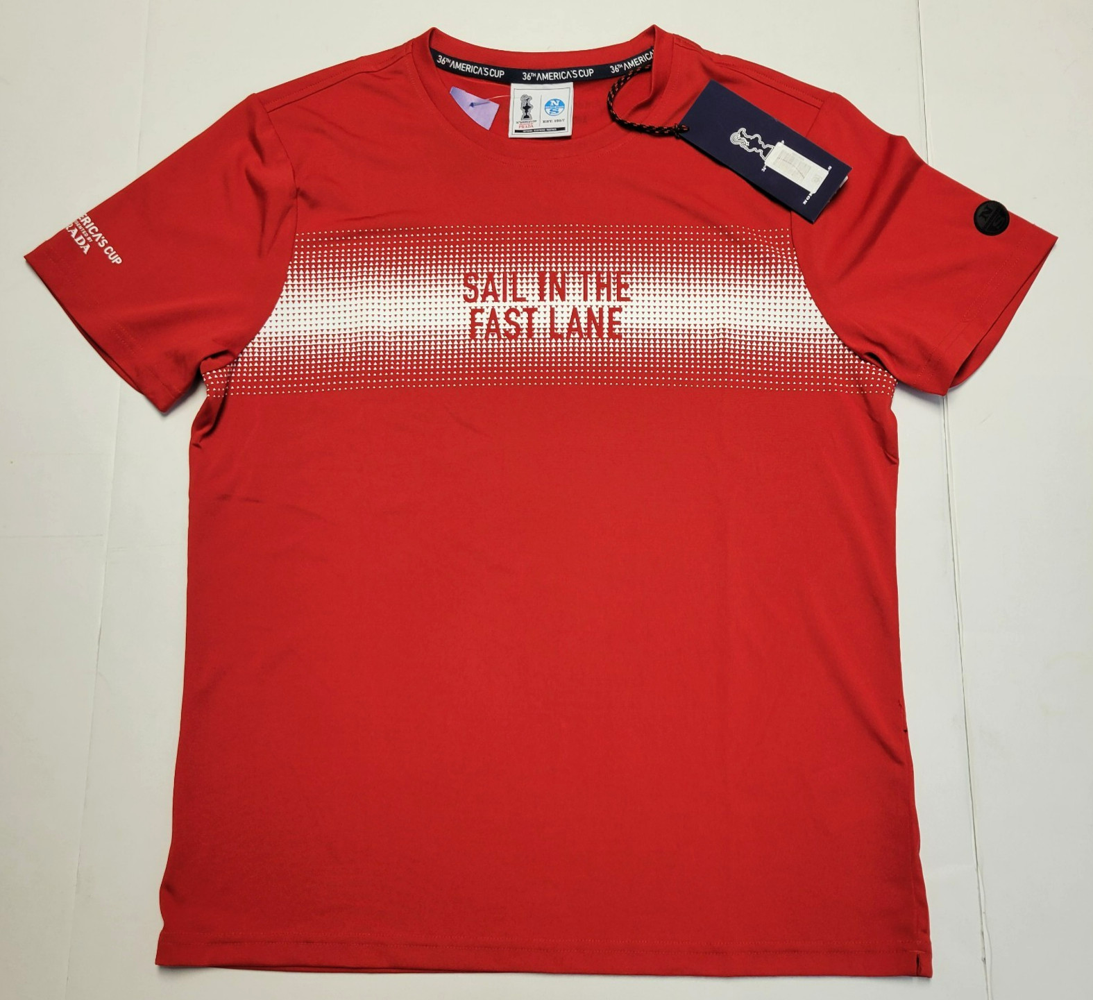 New PRADA 36th America&rsquo;s Cup Crew Neck S/S MAUKU T-Shirt Men&rsquo;s SMALL S Red Poly