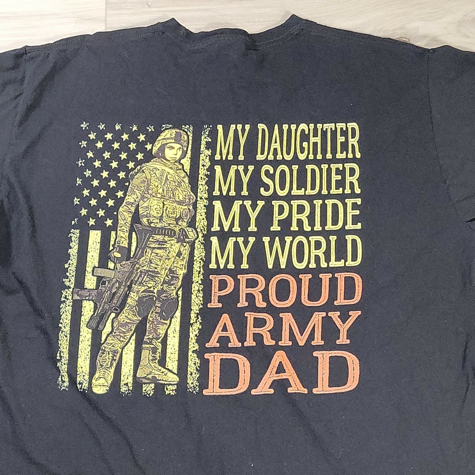 Proud Army Dad T-Shirt Men&rsquo;s 2XL Black Cotton My Daughter My Soldier My Pride