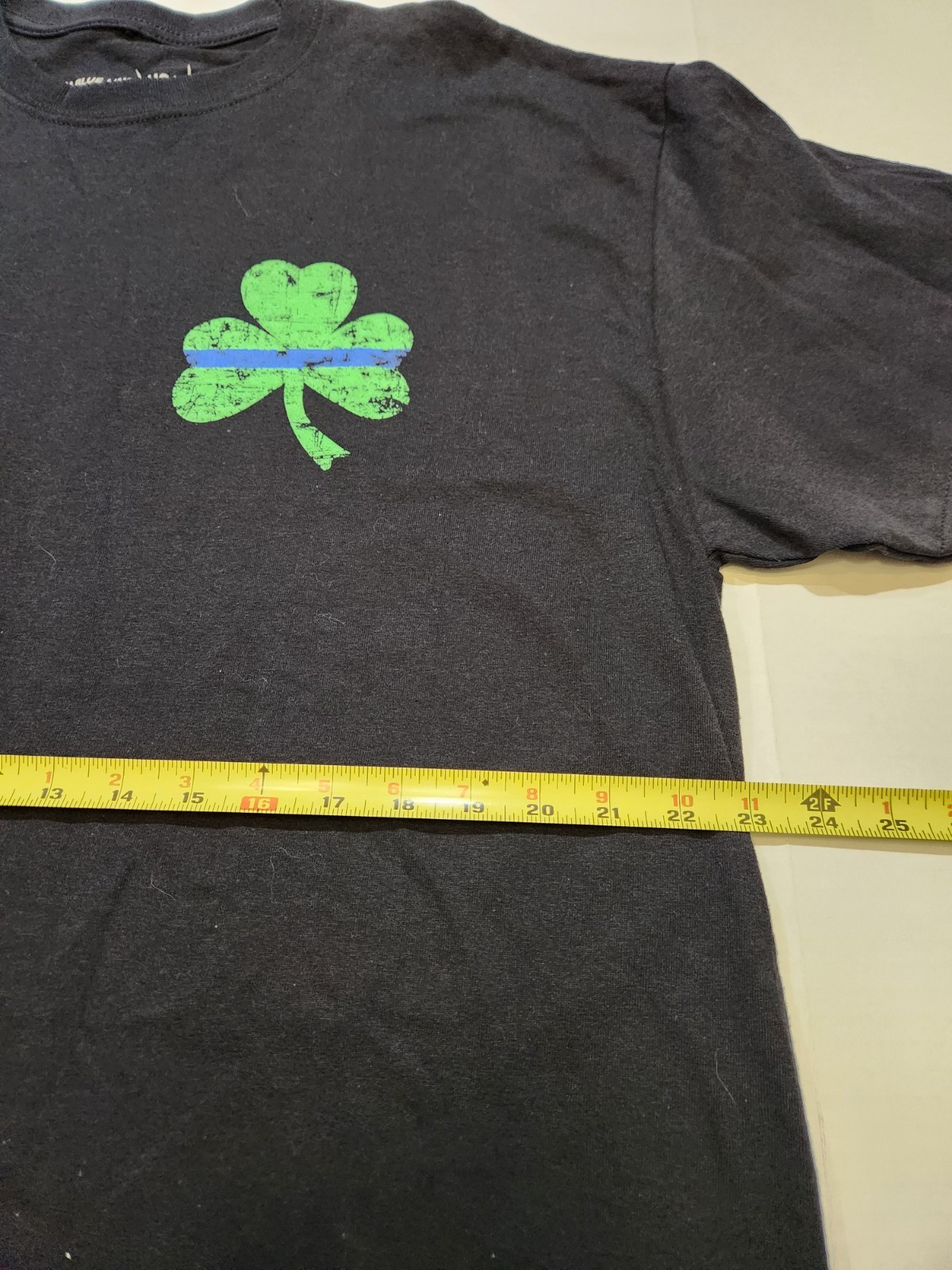 Thin Blue Line USA Green Clover Shamrock Black T-Shirt XL New