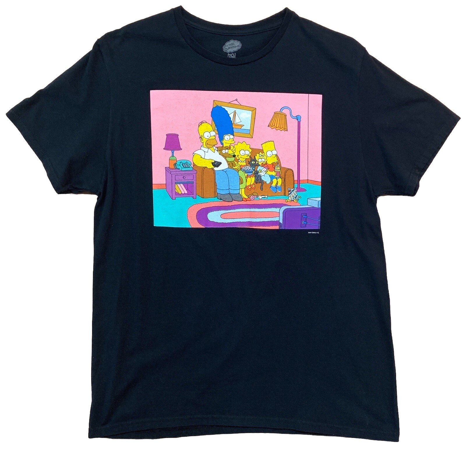 The Simpsons On The Couch Homer Marge Bart Lisa Comedy T-shirt Size Large Black