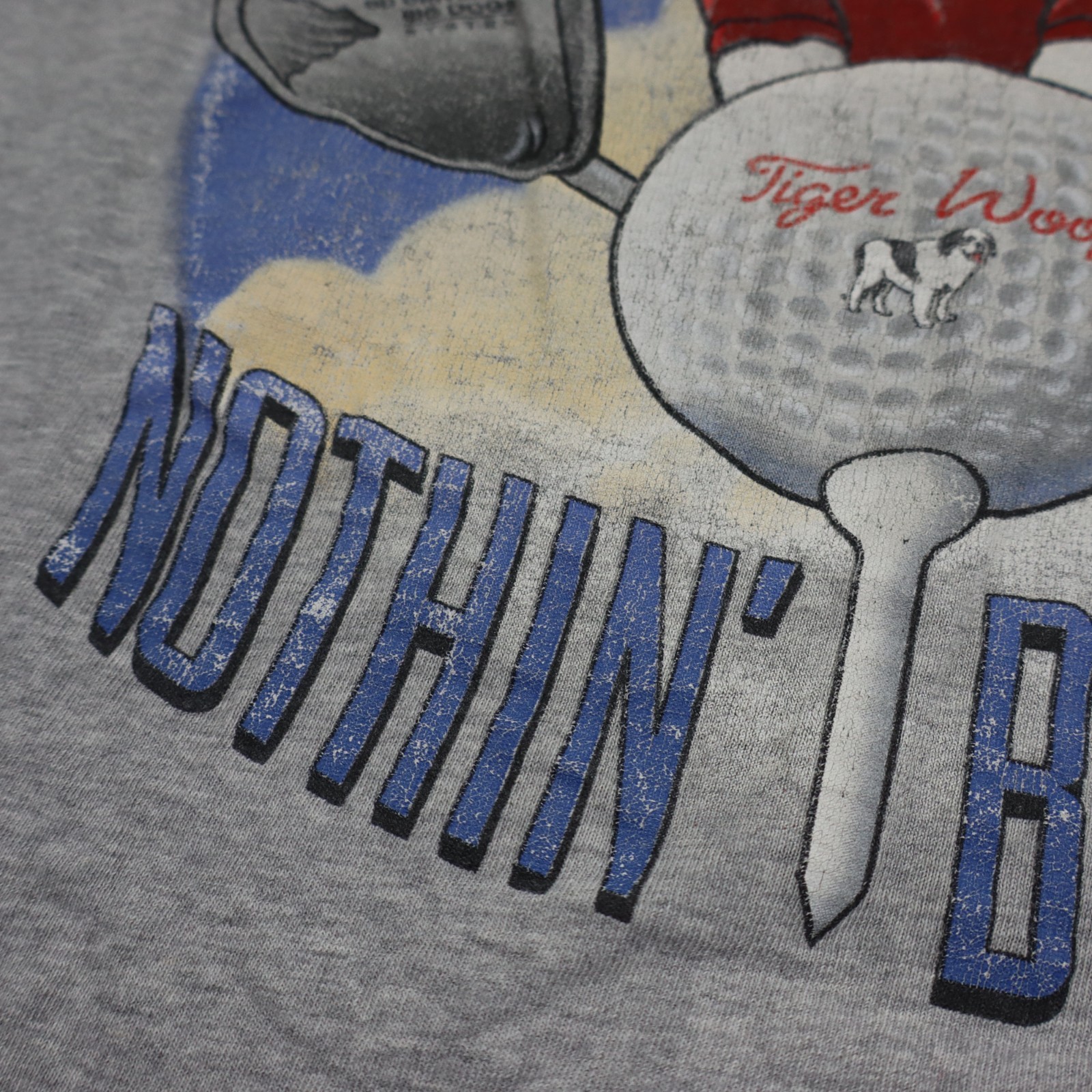 Vintage Big Dogs Tiger Woofs Nothin But Cup Golf T Shirt Mens M Gray 1997 USA