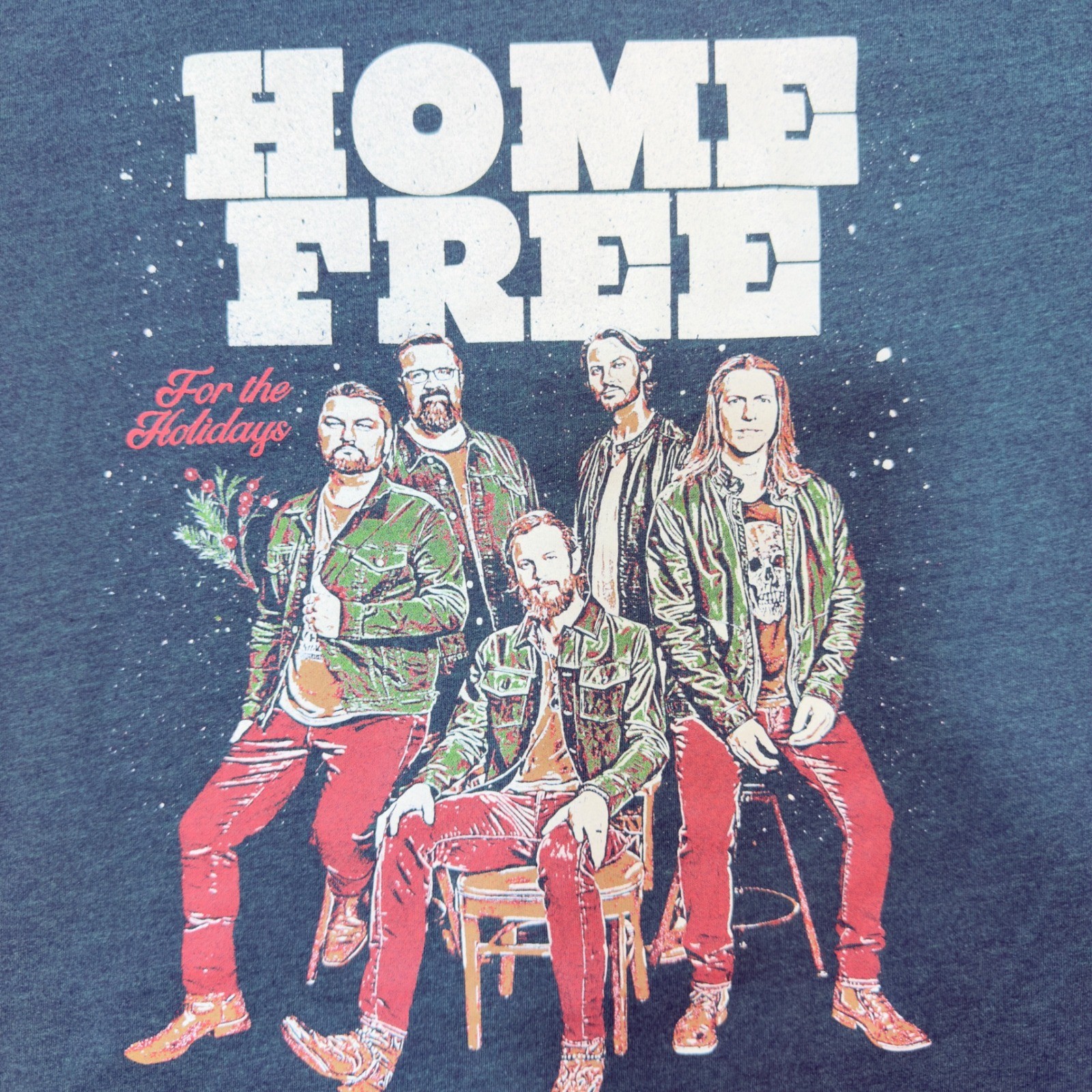 Home Free Graphic T-Shirt Unisex XL Green Excellent For the Holidays Band Tee