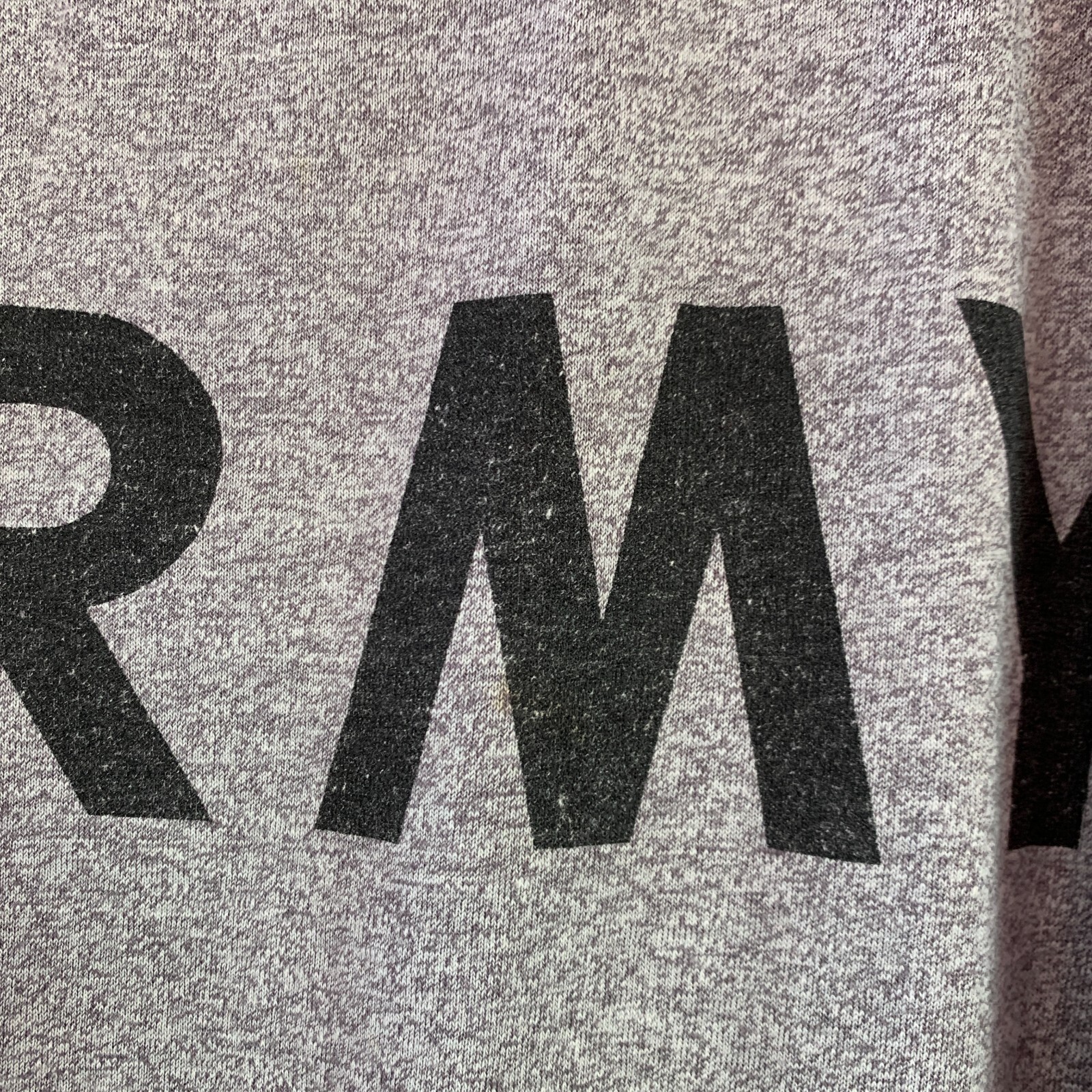 Vintage Army Black Marled Gray Spellout Ringer Tee T-Shirt Shirt Chest 48&Prime;