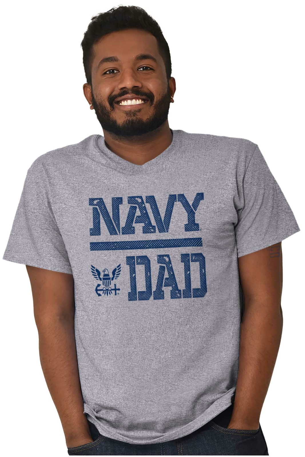 US Navy Dad Anchor Seal Logo Military Family Mens Casual Crewneck T Shirts Tees