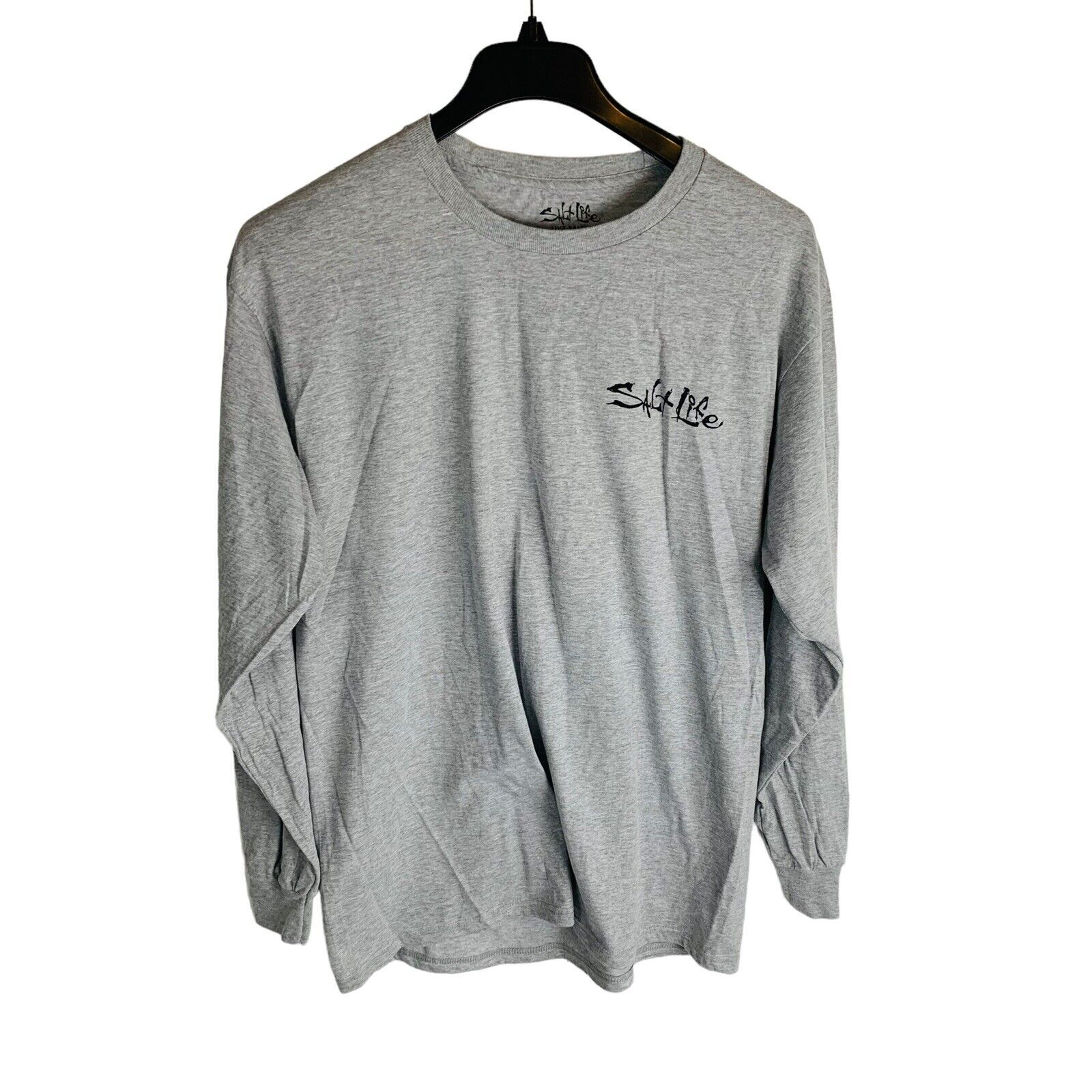New Salt Life Mens Large T-Shirt Bait & Destroy Graphic Long Sleeve Gray NWT