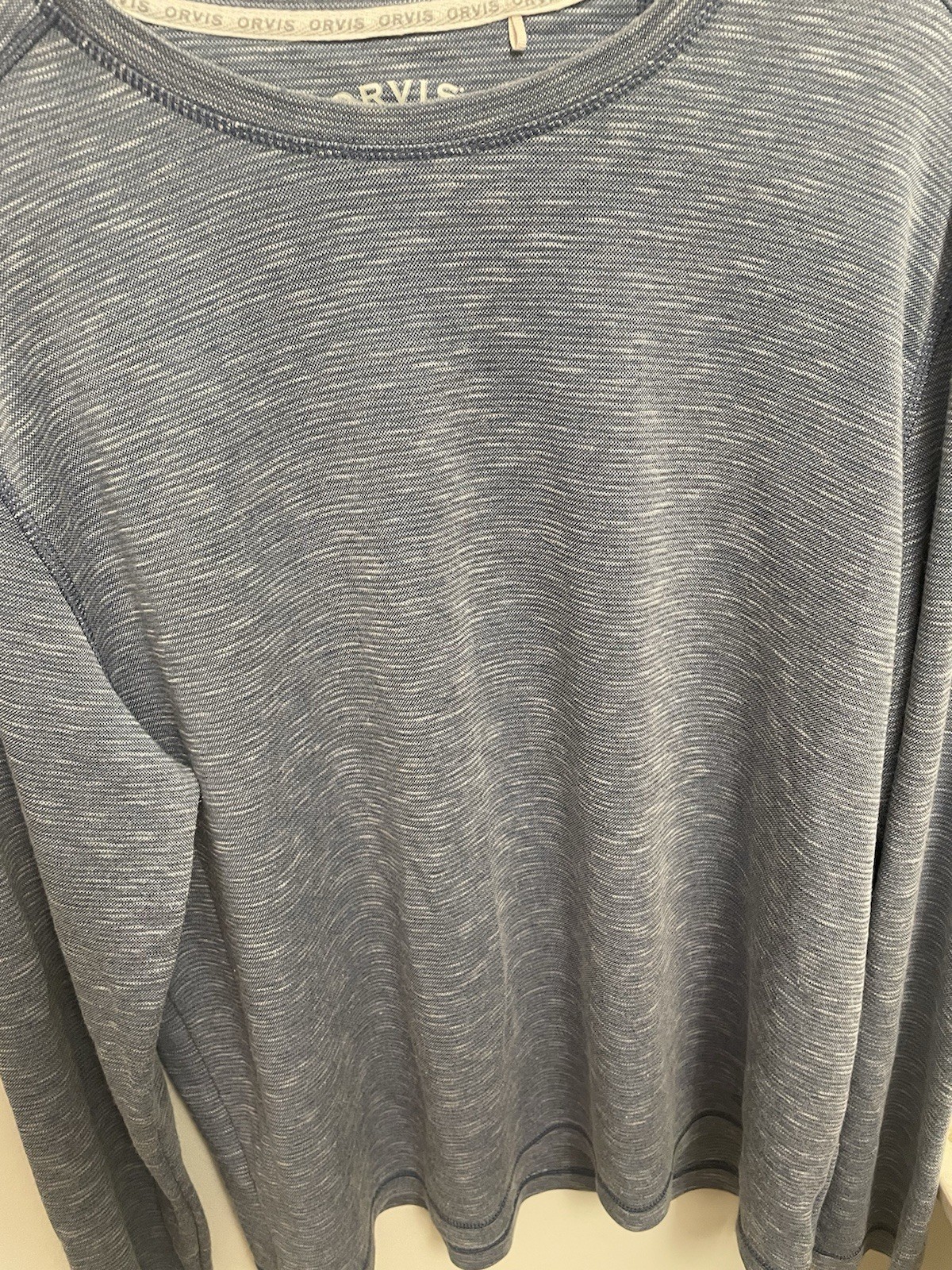 Orvis Men&rsquo;s Shirt Heather Blue/ Grey Long Sleeve Pullover Chest 48 XL EUC