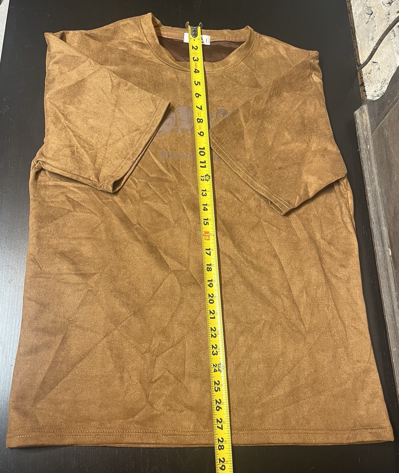 “Unsbakable Cluh” T-Shirt Soft Faux Suede Fabric Men’s Brown T-Shirt Sz L *Read*