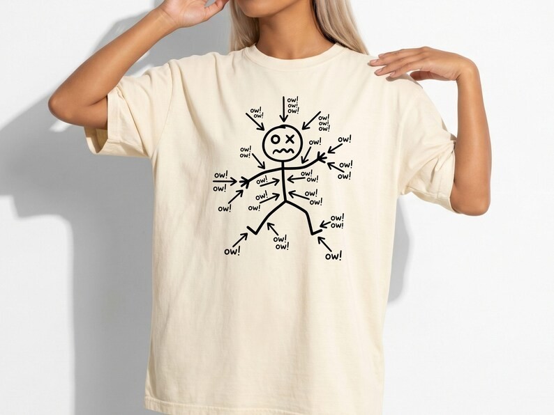 Funny OW Shirt, Relatable Pain Meme Tee, Minimalist Stick Figure Humor shirt