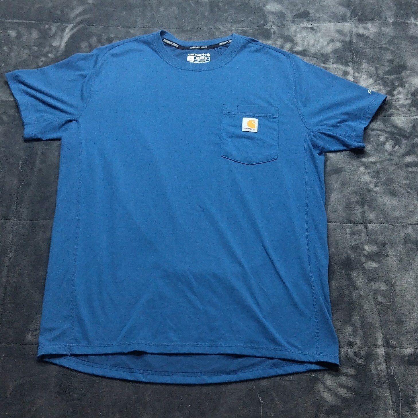 Carhartt Force Shirt Mens M Blue Short Sleeve Relaxed Fit Workwear Pocket Tee