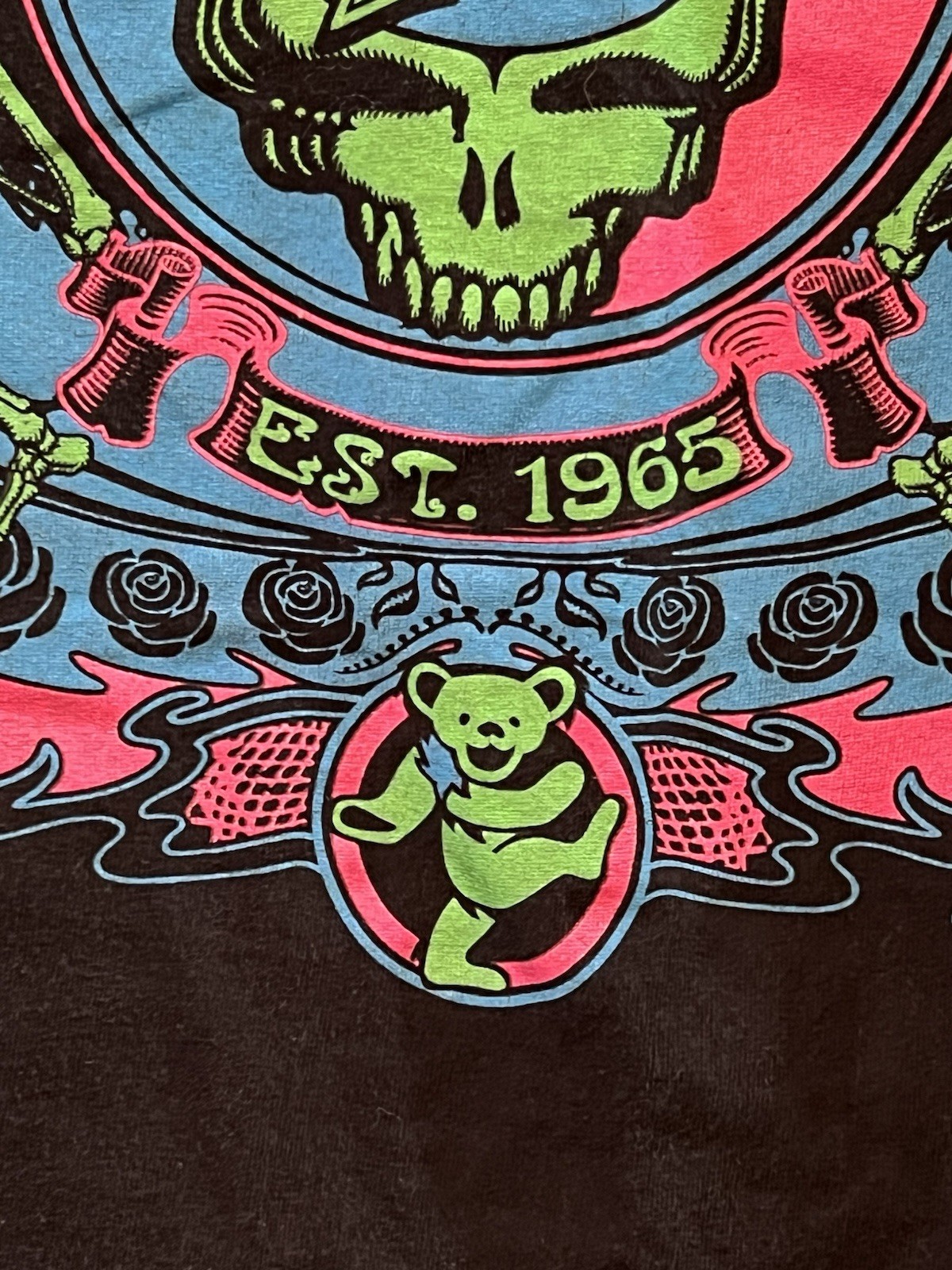 Grateful Dead Liquid Blue Blacklight T-Shirt SYF Steal Your Face Skull Glow