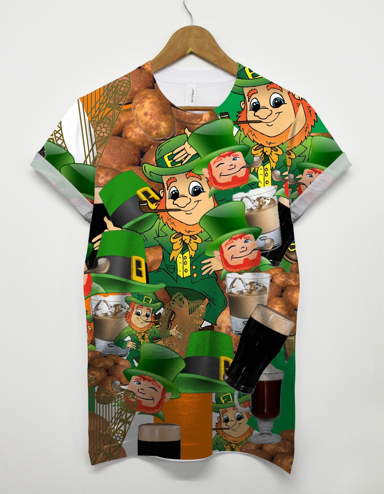 Irish All Over T Shirt Funny Leprechaun Shamrock Drunk Party St Patrick&rsquo;s Day