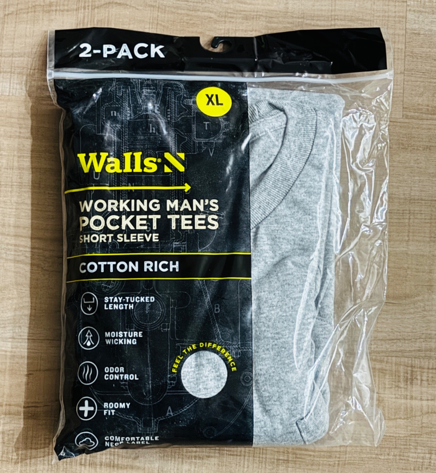 Walls Short Sleeve Working Man&rsquo;s Pocket Tees Gray 2 Pack Men&rsquo;s Size XL Brand New