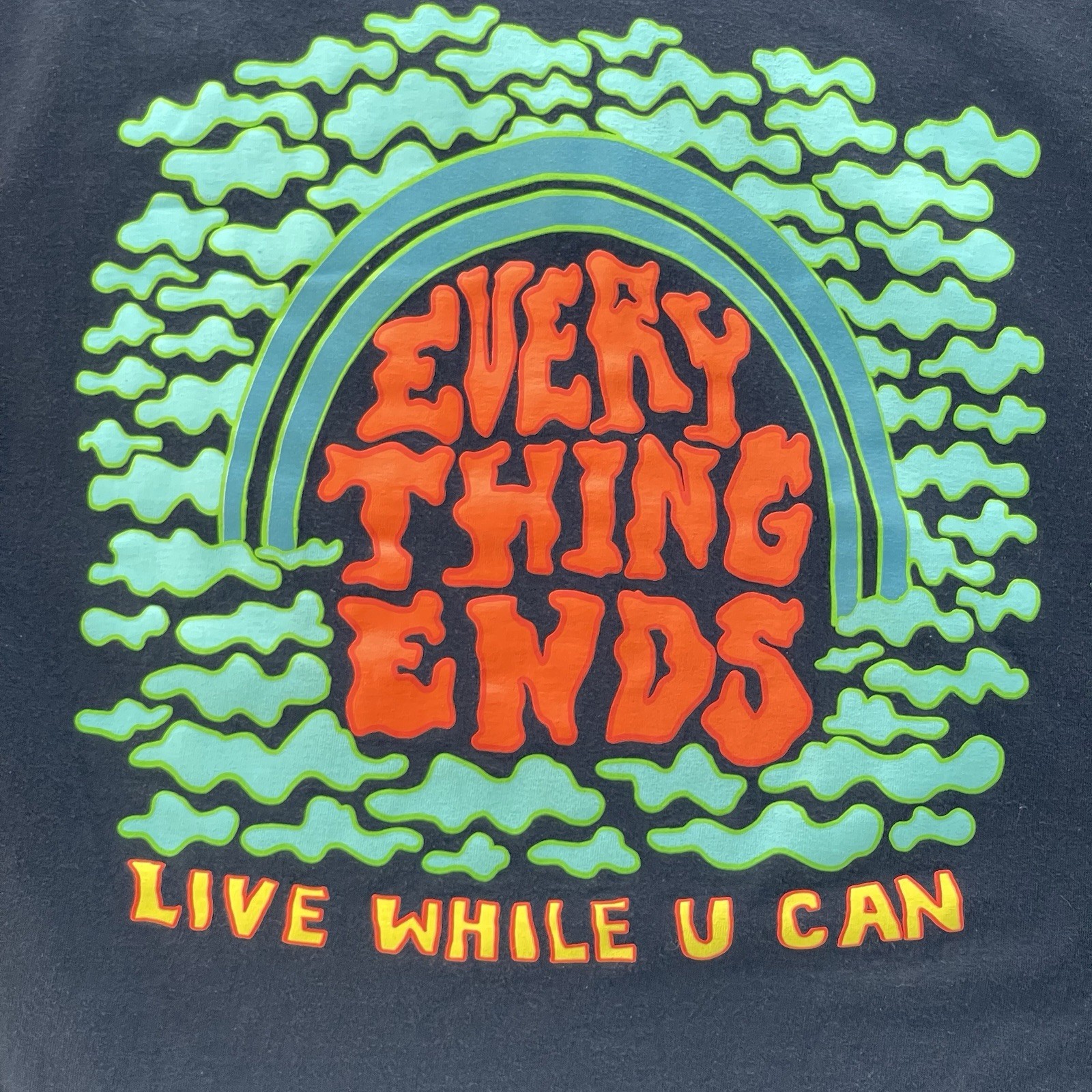A-Lab Everything Ends Tee Men Medium Black Live While U Can Graphic Thick Cotton