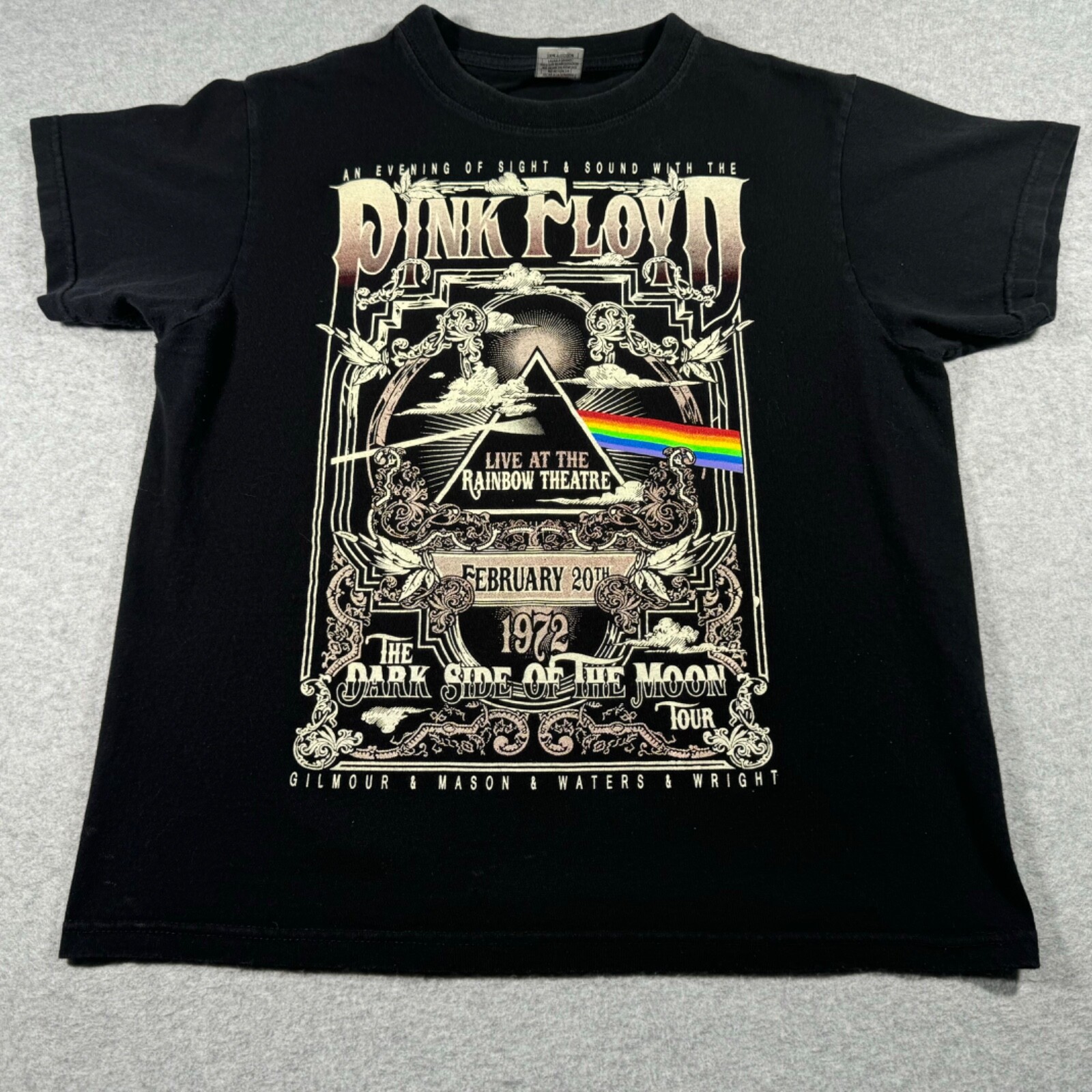 Pink Floyd Shirt Adult Small Black Live at the Rainbow English Rock Band Music