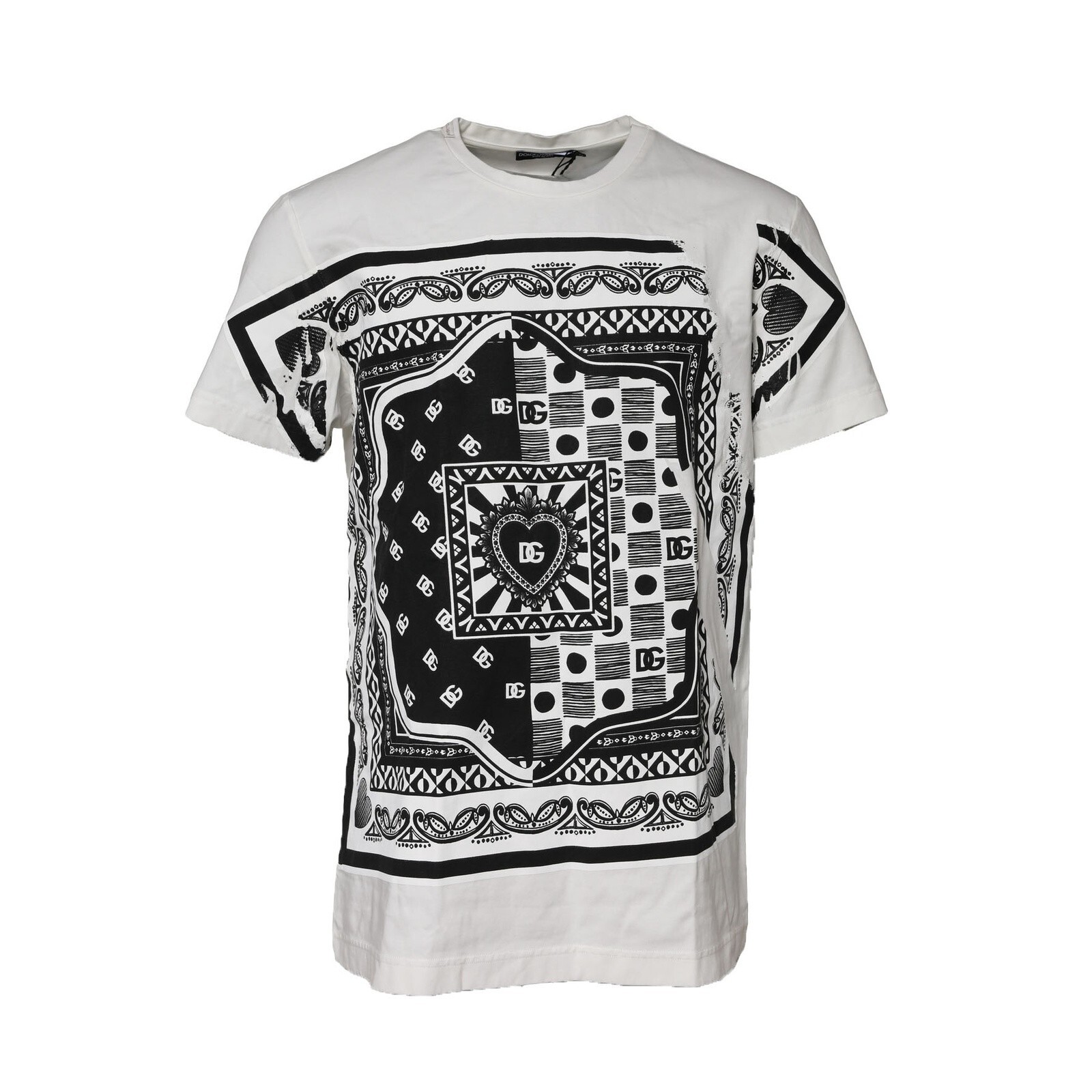 DOLCE & GABBANA T-shirt White Bandana Cotton Men Crew Neck IT52/US42/XL 900usd