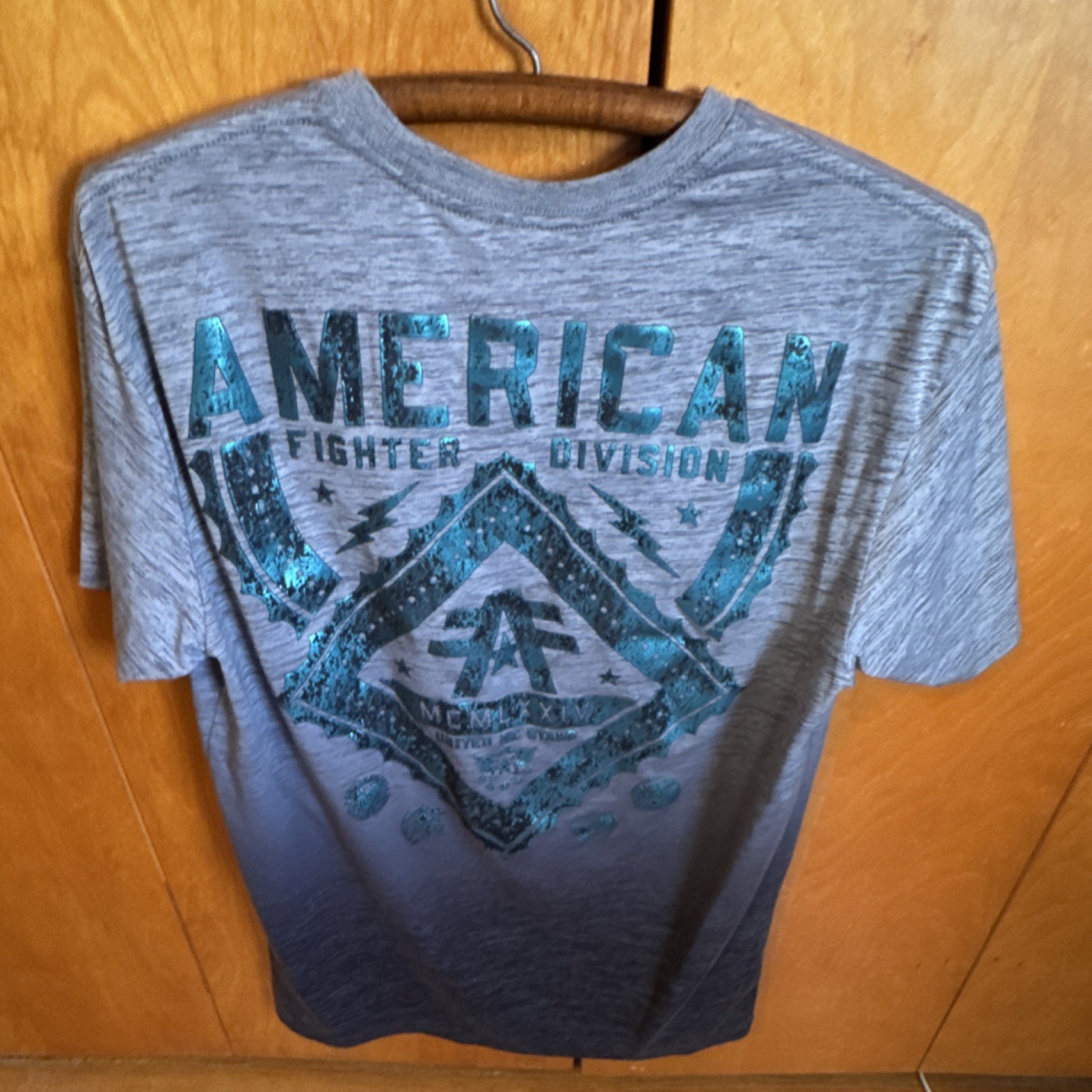 American Fighter Men&rsquo;s Gray Double-Sided Graphic Logo Crew Neck T-Shirt XL
