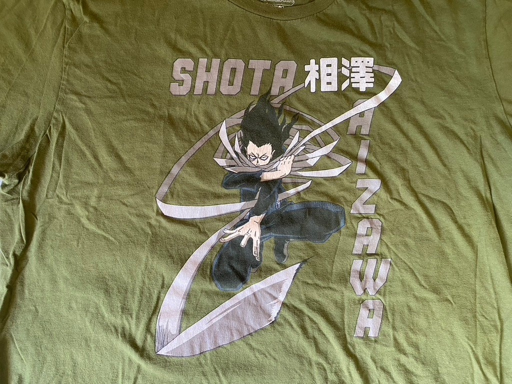 Shota Aizawa Unisex T Shirt Green Anime Short Sleeve My Hero Academia Size 2XL