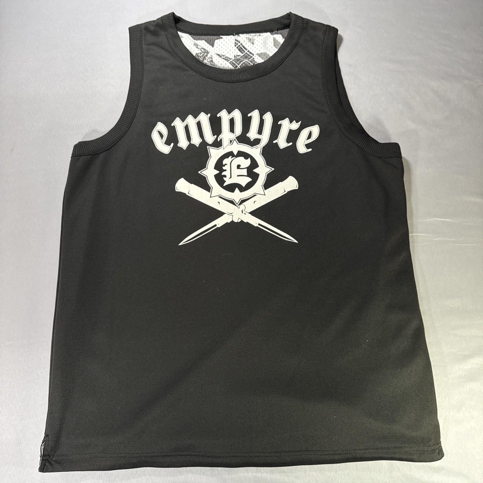 Empyre Reversible Basketball Jersey Mens L Black Houndstooth Streetwear Skate