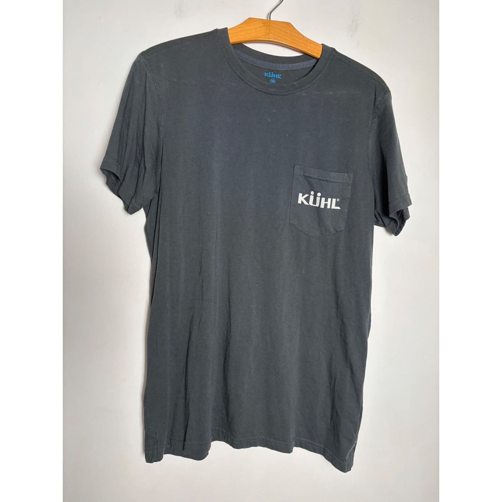 KUHL Mens Wildfibre Organic Cotton T-Shirt M Grey Born In The Mountains Pocket