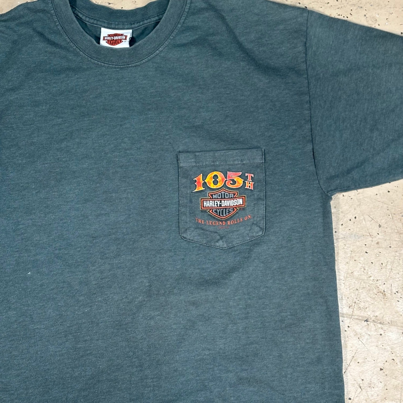 Vintage 2000s Harley-Davidson Green 105th Anniversary Pocket T-Shirt Size Large