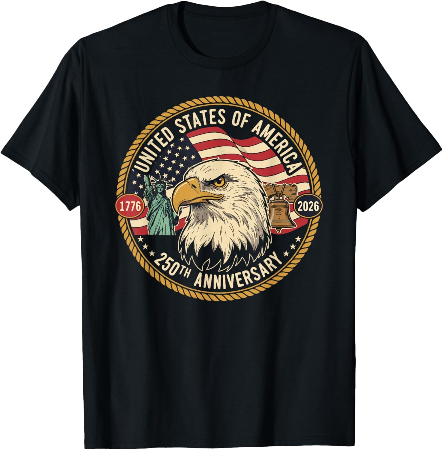 Vintage Eagle and USA Flag 250 Years 1776-2026 Anniversary T-Shirt