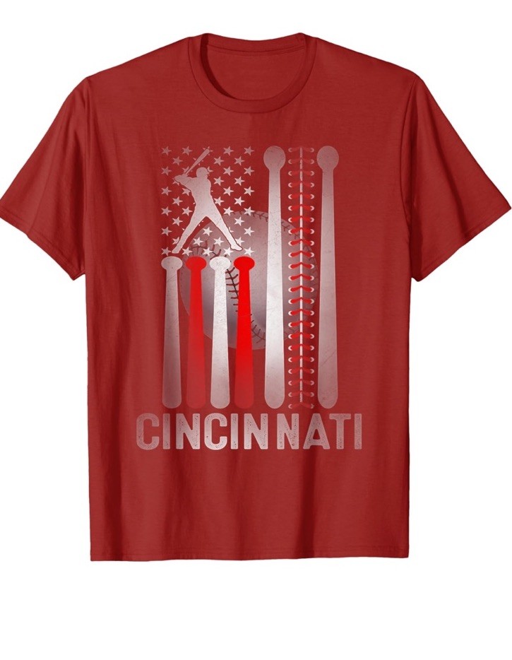 Retro Cincinnati Reds American Flag Distressed Baseball T-Shirt XL NEW Gildan