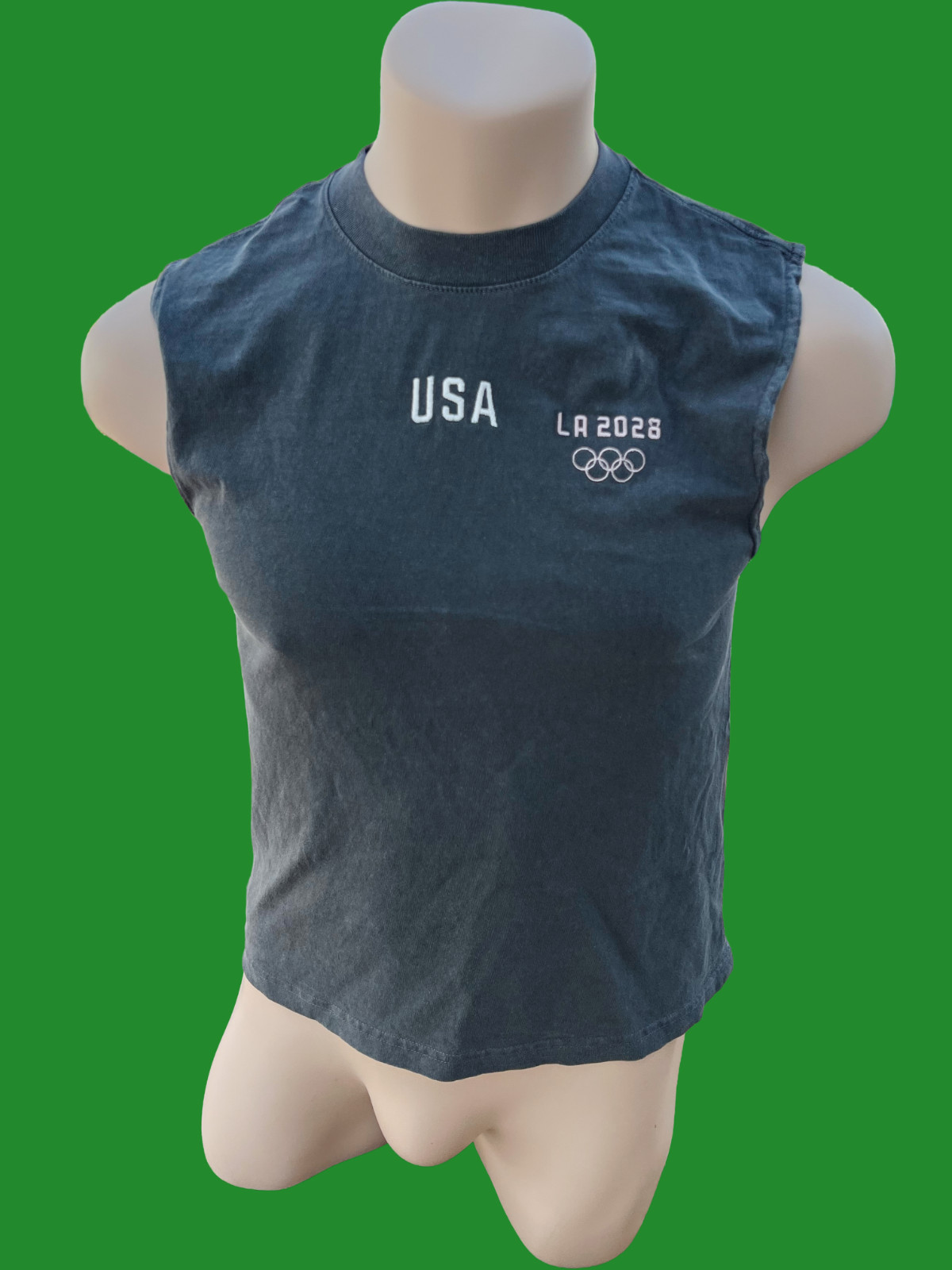 USA custom embroidery Mens faded black American Apparel 100% cotton muscle Tee
