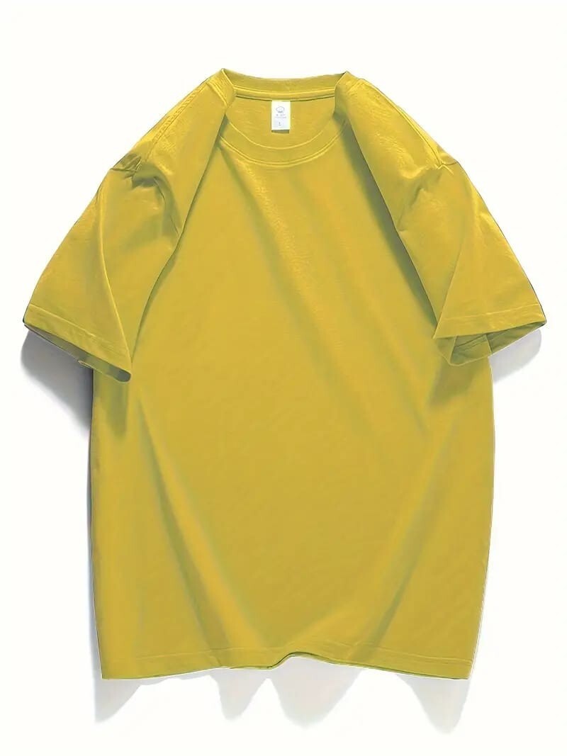 Men&rsquo;s Classic Solid Plain Cotton Round Hem Scallop Essentials Tshirt S-2XL