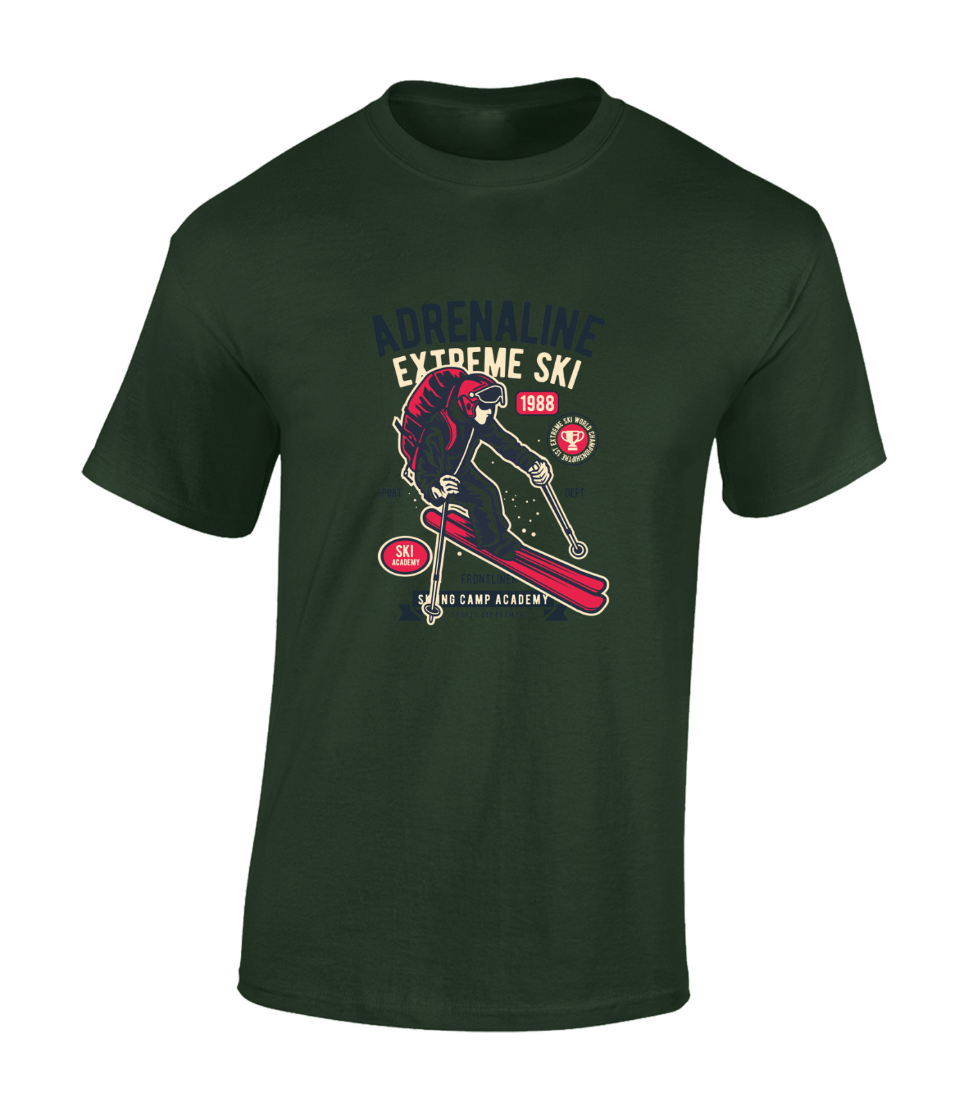 ADRENALINE EXTREME SKI MENS T SHIRT SKIING DESIGN COOL HOLIDAY CLOTHING GIFT TOP
