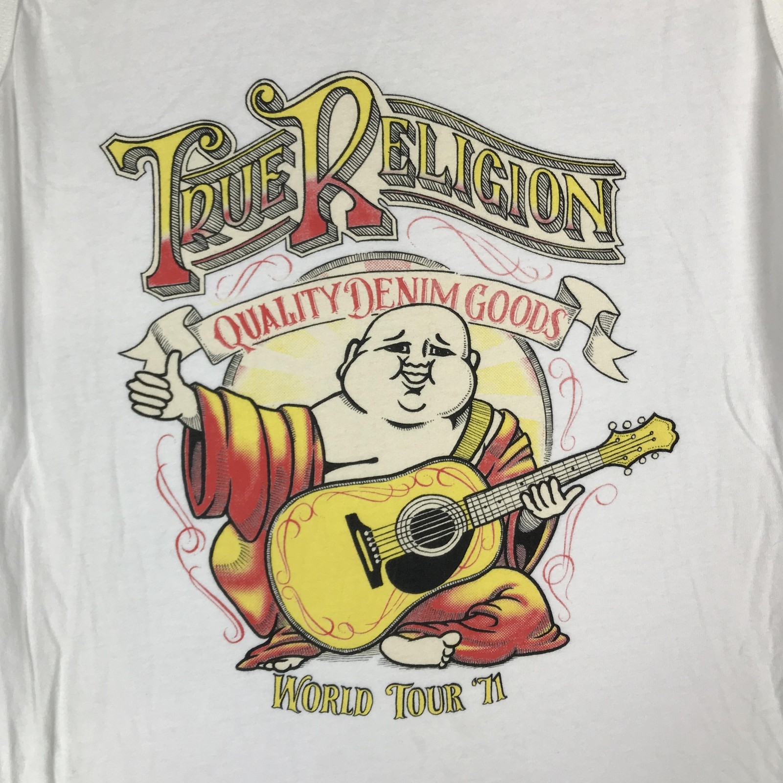 True Religion Shirt Mens XL White Buddha World Tour 11 Graphic Tank Top Music