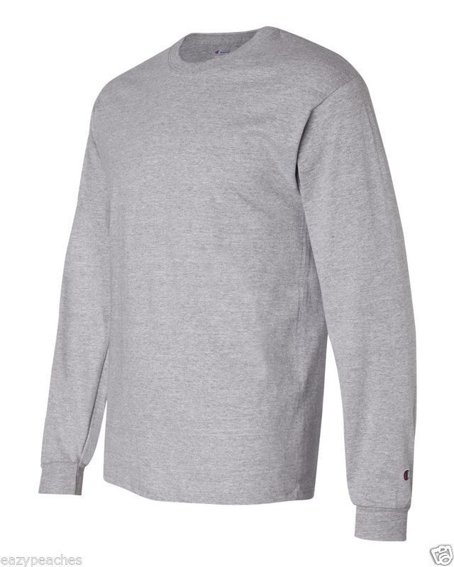 Champion CC8C NEW Mens Size S-2XL Long Sleeve Tagless Cotton Gym Workout T-Shirt