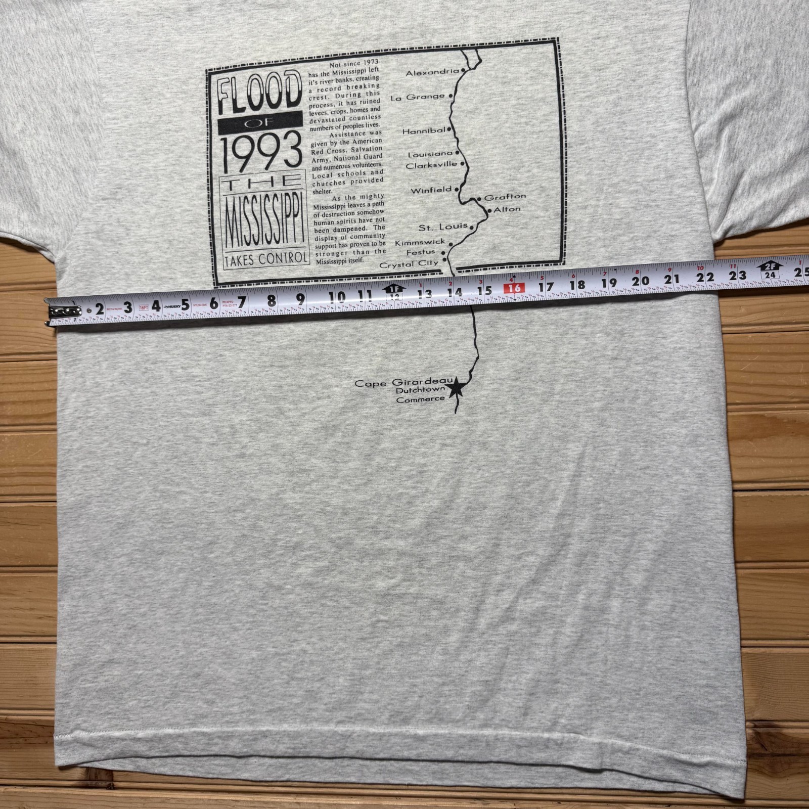 Vintage 1993 Mighty Mississippi Flood Finals Race Map T-Shirt USA Made – Size XL