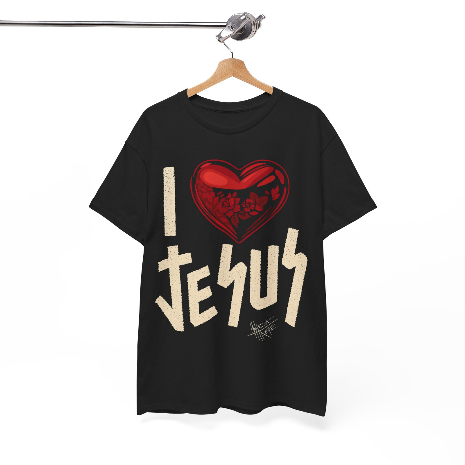 Christian Faith Tee I Love Jesus Heart Graphic Shirt Inspirational Religious Gif
