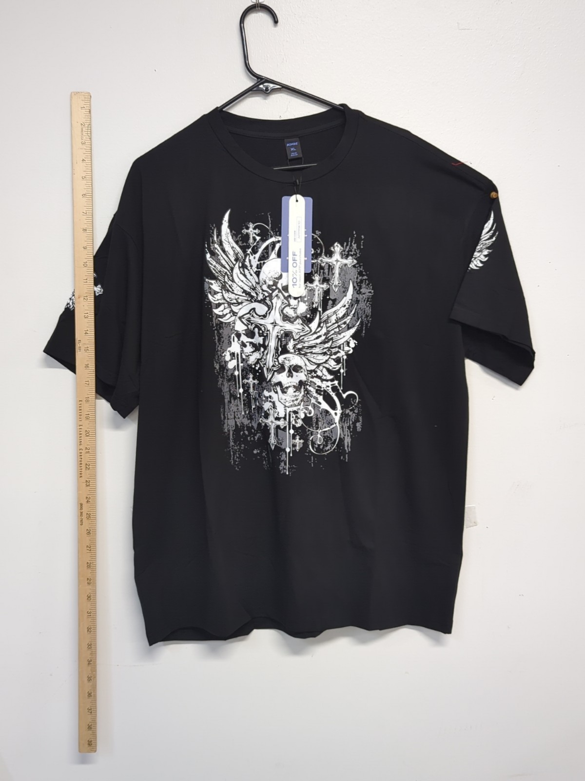 Romwe Graphic Skull Print Short Sleeves Crewneck Men&rsquo;s T Shirt US 42/XL Black