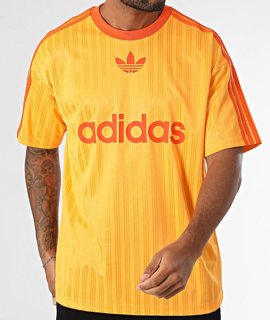 NEW MEN&rsquo;S ADIDAS ORIGINALS TREFOIL POLY TEE SHIRT ~SIZE LARGE #JP1027 ORANGE