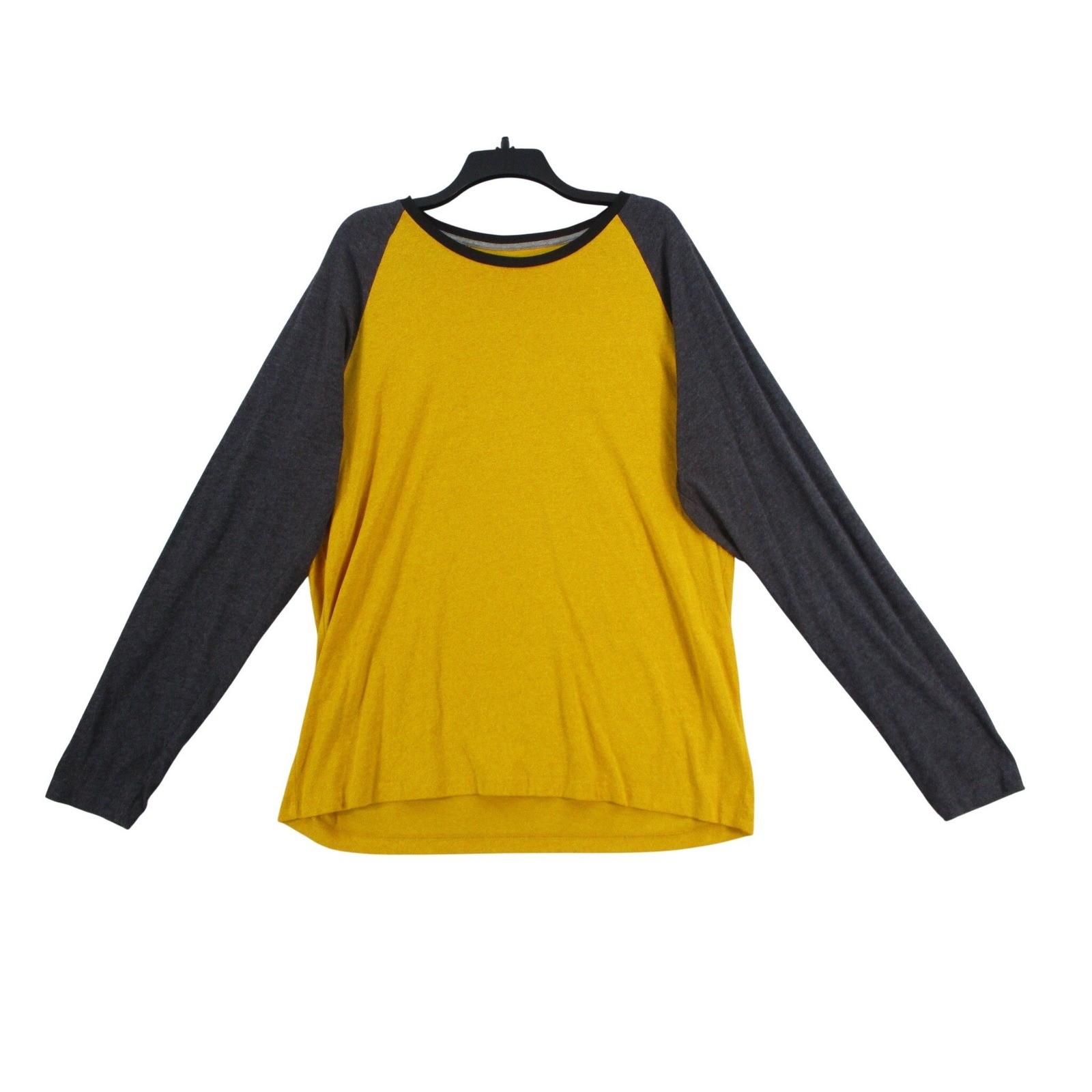 Old Navy Mens XL Soft-Washed Raglan Baseball Tee Mustard Yellow Charcoal Grey