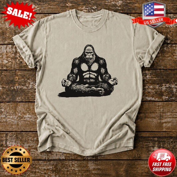 Yoga Bigfoot Shirt, Meditating Sasquatch Graphic Tee S-5XL