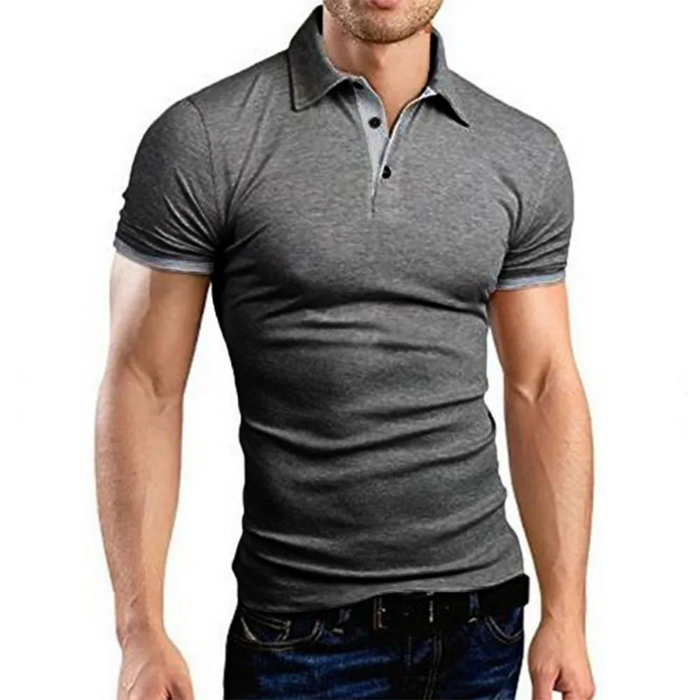 Men&rsquo;s Color Polo Shirt Slim Fit Casual Gym Tshirt Fashion Tee English Style Gift