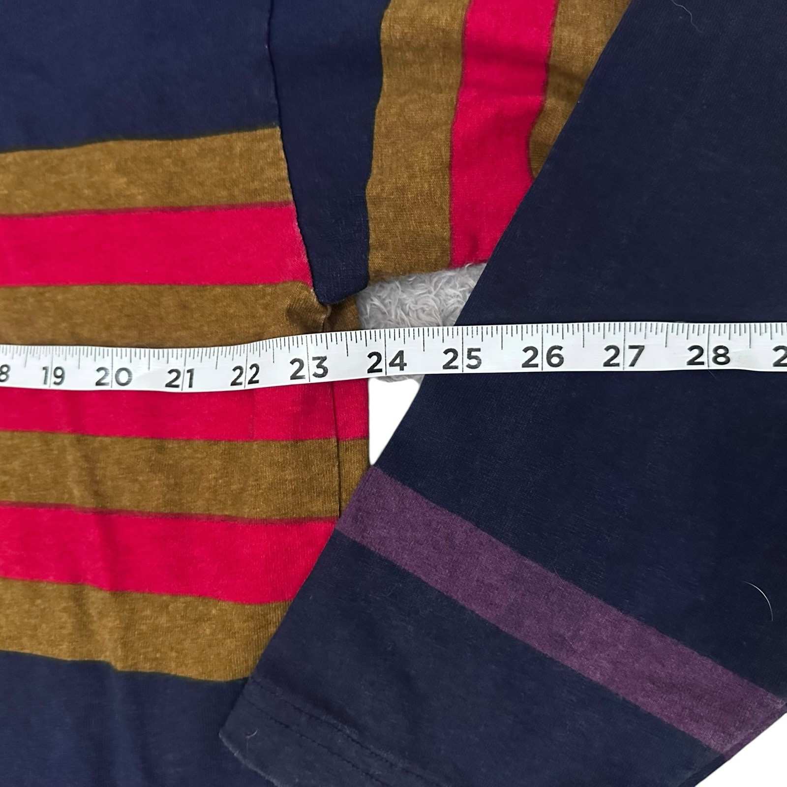 Vintage Americo Long Sleeve Mock Neck Shirt Me A Men’s L Navy Red Stripe 90s USA