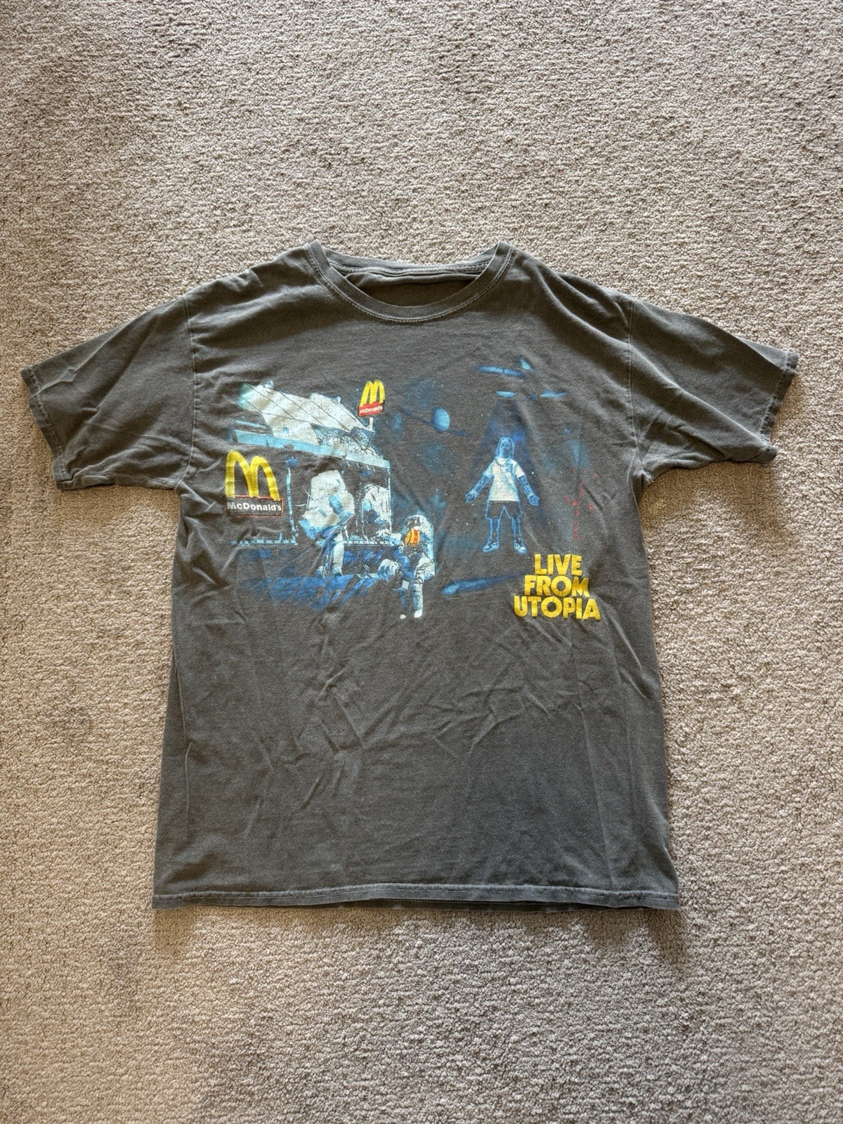 Cactus Jack Travis Scott McDonald&rsquo;s Live From Utopia Gray Graphic Tee