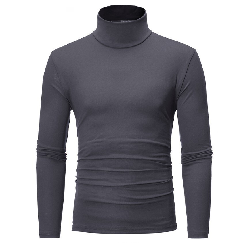 Spring and Autumn Men&rsquo;s Thin Solid Color Half Turtleneck Long Sleeve T-Shirts