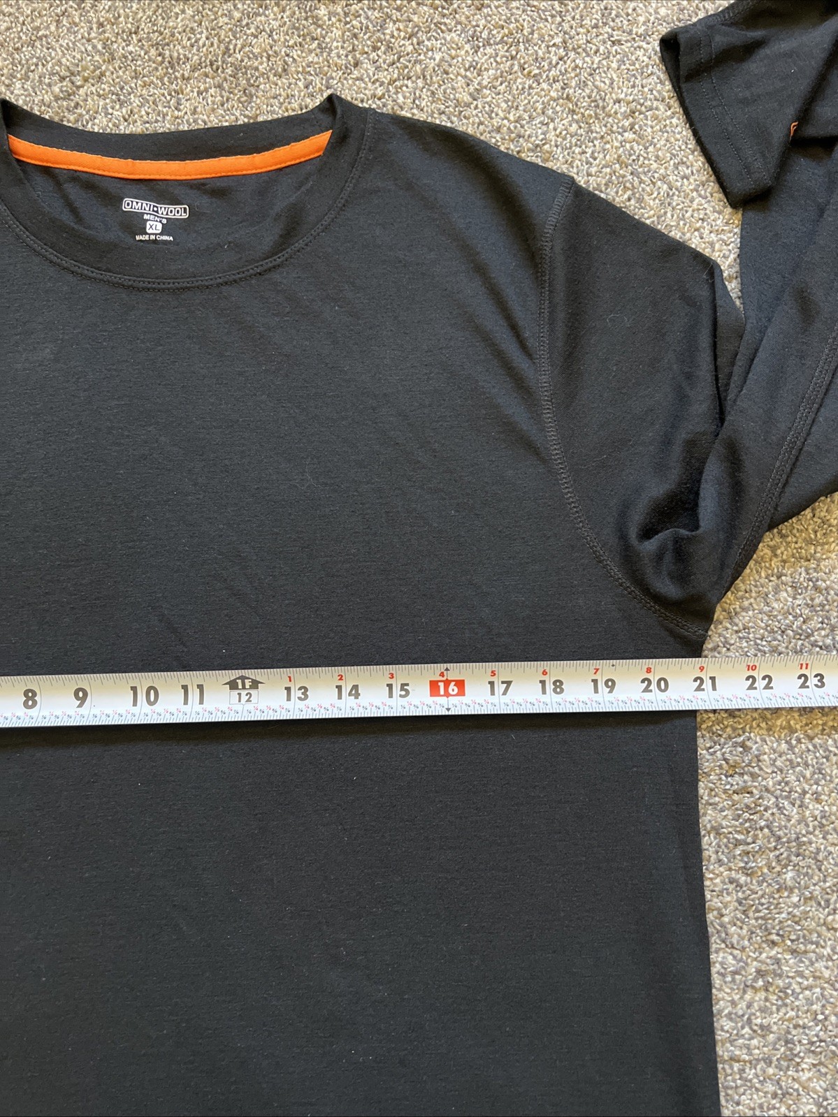 Omni-Wool Base Layer Shirt Men’s XL Black Wool Blend Crew Neck Long Sleeve