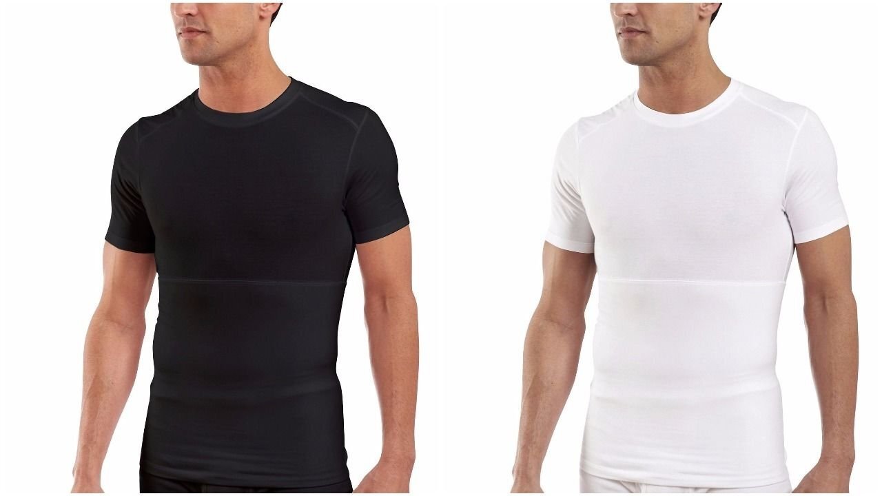 Powerbody Sculpt Men&rsquo;s Shapewear Crew Neck T-Shirt Black Or White Sizes M-3XL